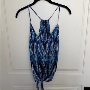 bebe Blue Ikat Tie-Front Camisole